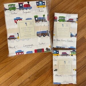 Pottery Barn “Ryder” Train sheet set unopened